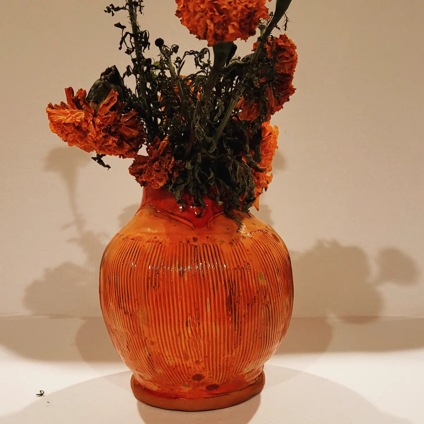 Ridge Orange Vase